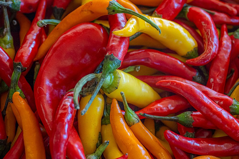 Hot peppers, fresh chili. Original public domain image from Flickr
