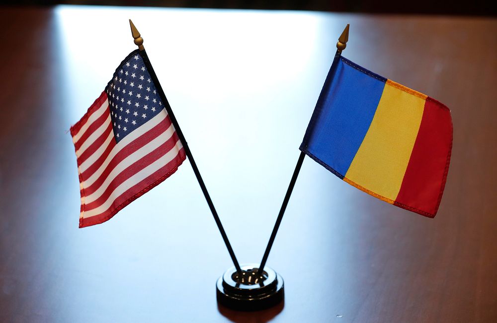 American and Romanian flag. Original public domain image from Flickr