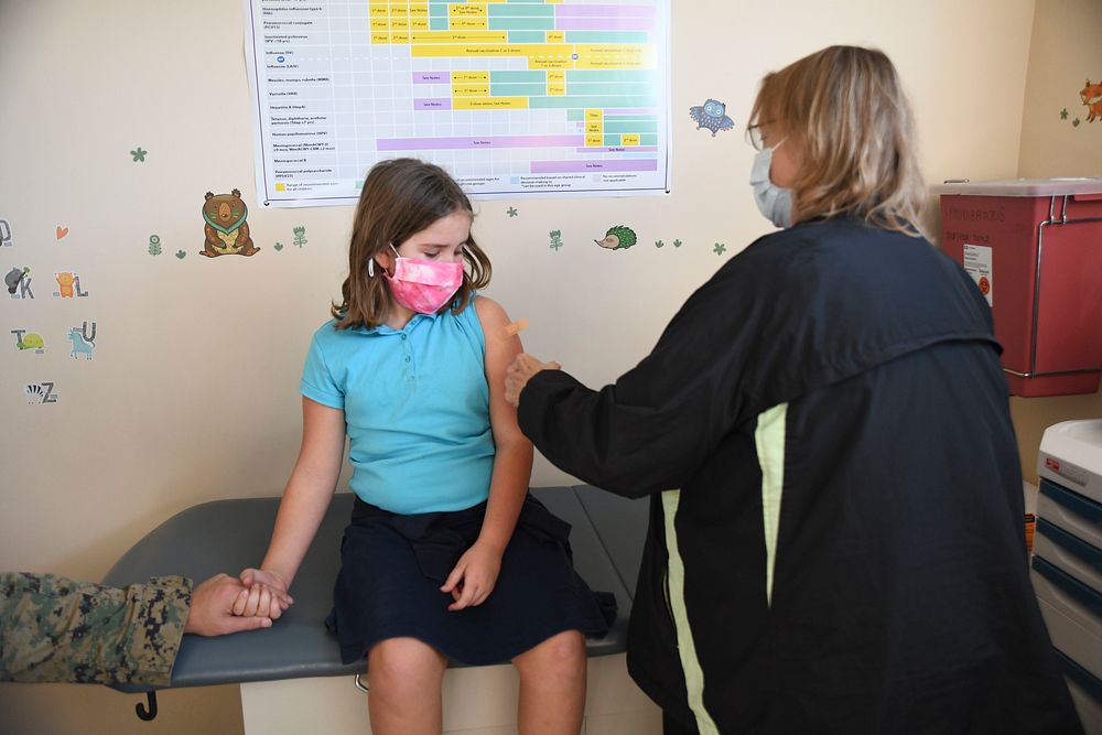 First COVID-19 pediatric vaccines administered at Naval Medical Center Camp Lejeune, November 17, 2021. Original public…