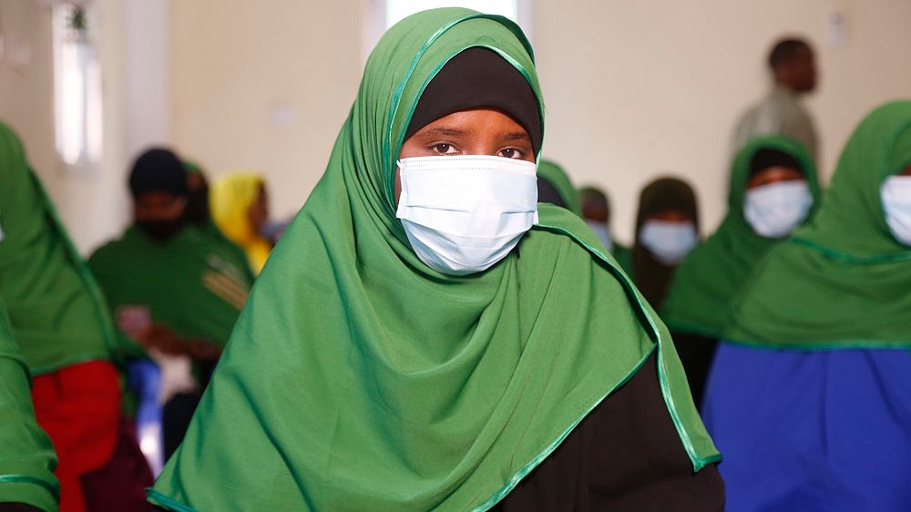 A participant at an event to mark the commencement of the global 16 Days of Activism against Gender-Based Violence (GBV)…