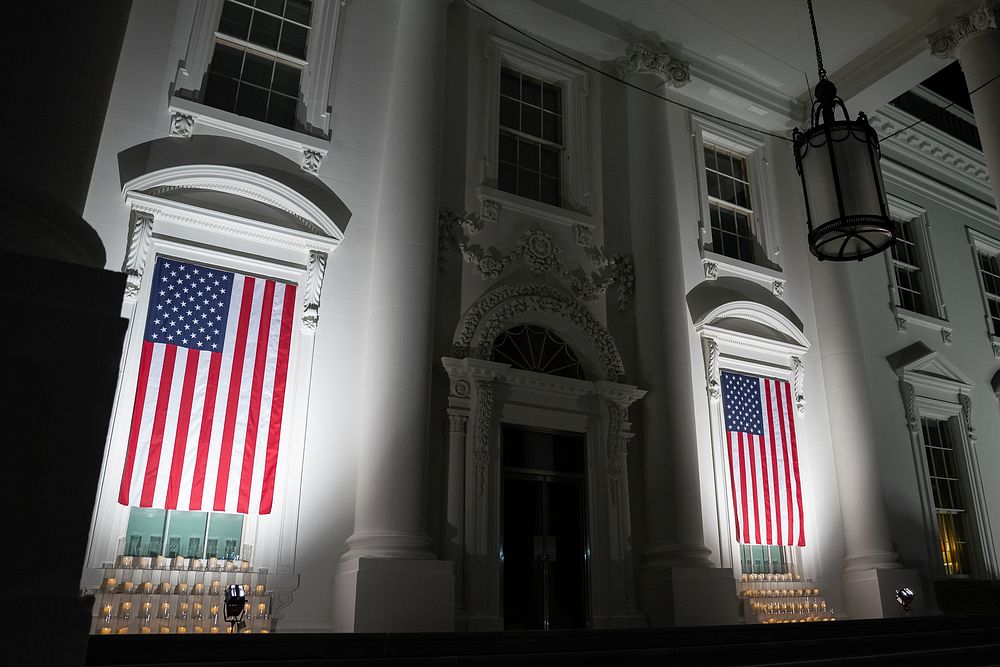 The North Portico of the White House is decorated in observance of the 20th anniversary of the September 11, 2001 attacks…
