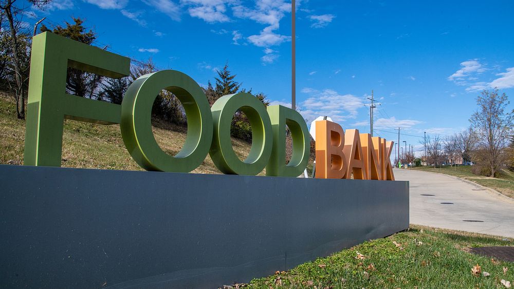 Food bank outdoor sign. Original public domain image from Flickr