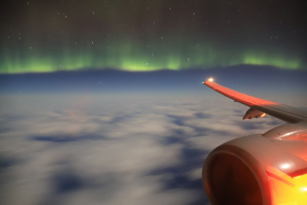 The Northern Lights while conducting routine flight operations.
