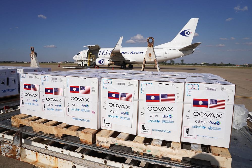 The United States delivers 1.7 million COVID-19 vaccine doses to Laos on January 3, 2022. [U.S. government photo/ Public…