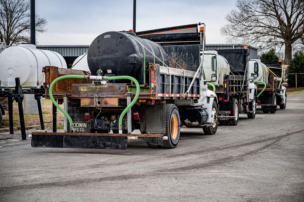 Greenville Public Works prepares salt spreaders and other equipment for use ahead of expected winter weather on Thursday…