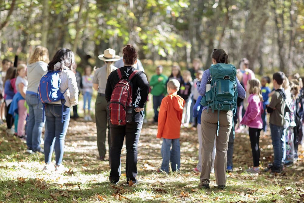 National park visitors, outdoor adventure.