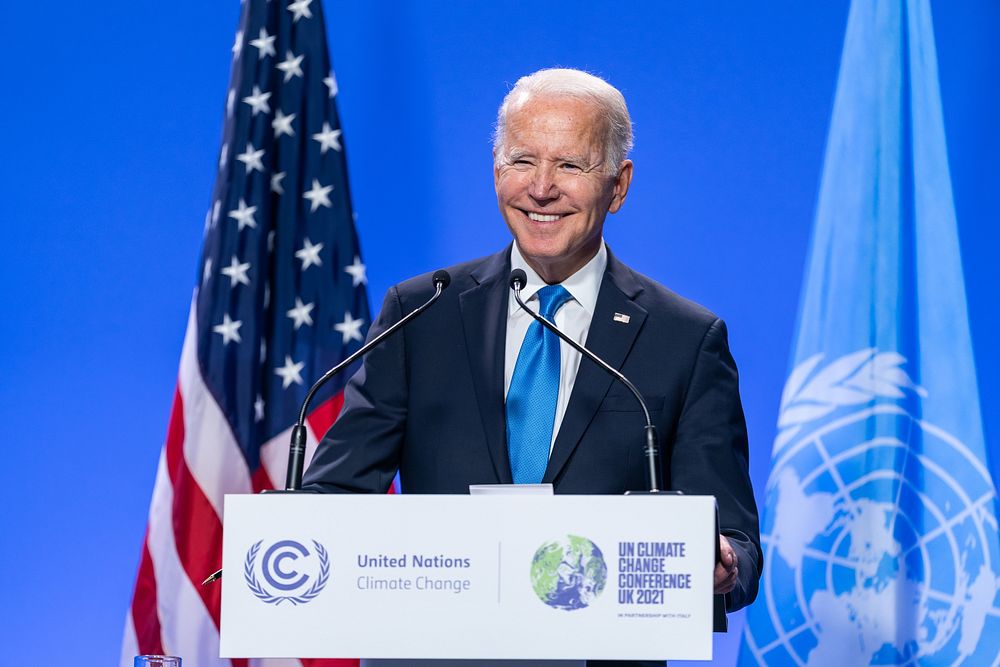 President Joe Biden holds a press conference at the COP26 meeting in Glasgow, Scotland, Tuesday, November 2, 2021. (Official…