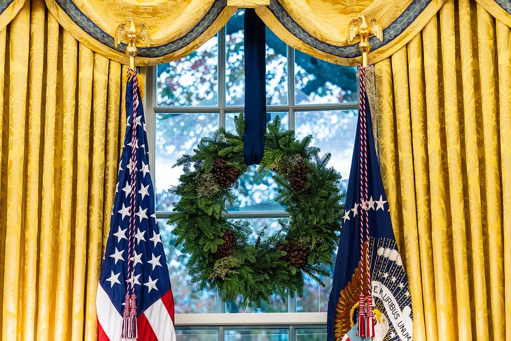 The Oval Office is decorated for the holidays, Tuesday, November 30, 2021. (Official White House Photo by Adam Schultz) This…