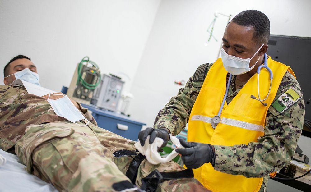 CAMP LEMONNIER, Djibouti (Jan. 26, 2022) U.S. Navy Hospital Corpsman 1st Class Peter Amponsah, from Fort Worth, Texas…