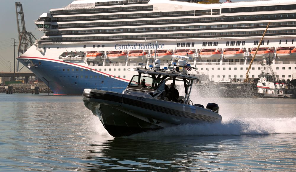 A U.S. Customs and Border Protection, Air and Marine Operations 41-foot Coastal Interceptor SAFE Boat patrols the Port of…