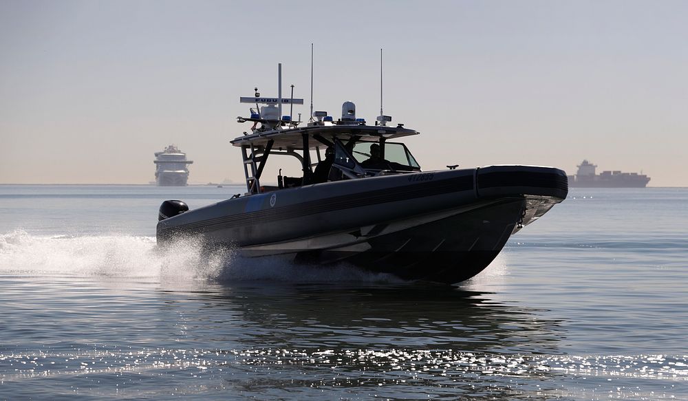 A U.S. Customs and Border Protection, Air and Marine Operations 41-foot Coastal Interceptor SAFE Boat patrols the Port of…