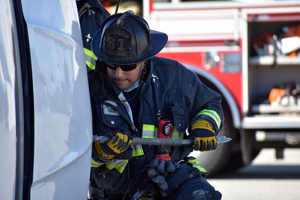 Firefighter rescue training. Original public domain image from Flickr