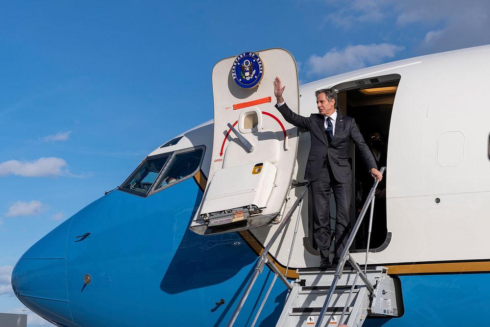Secretary of State Antony J. Blinken Secretary Blinken departs Munich, Germany, on February 19, 2022. [State Department…