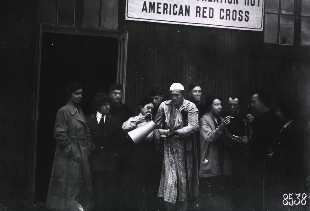 U.S. American National Red Cross Evacuation Hospital No. 110, Villers-Daucourt, France: Nurses and patients outside of the…