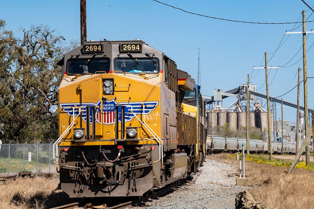Freight trains from northern States deliver grains to the Cargill-Westgo Grain Elevator and port facility near New Orleans…