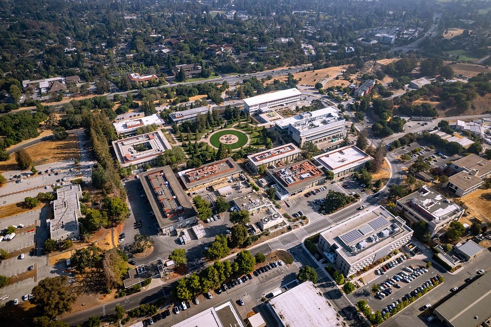 SLAC campus from above with the main quad and surrounding buildings. For more information or additional images, please…