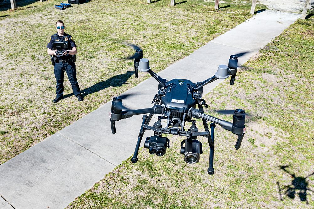 Greenville Police's Technology Officer A.F. Frasure demonstrates the department's DJI Matrice drone on Wednesday, March 2.…