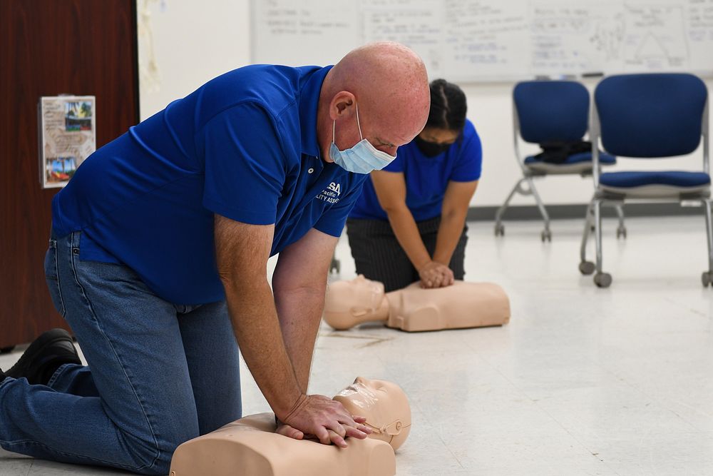 CPR AED Certification Course at Navy Medicine Readiness and Training Command Pearl Harbor 220321-N-WF582-899Staff at Navy…