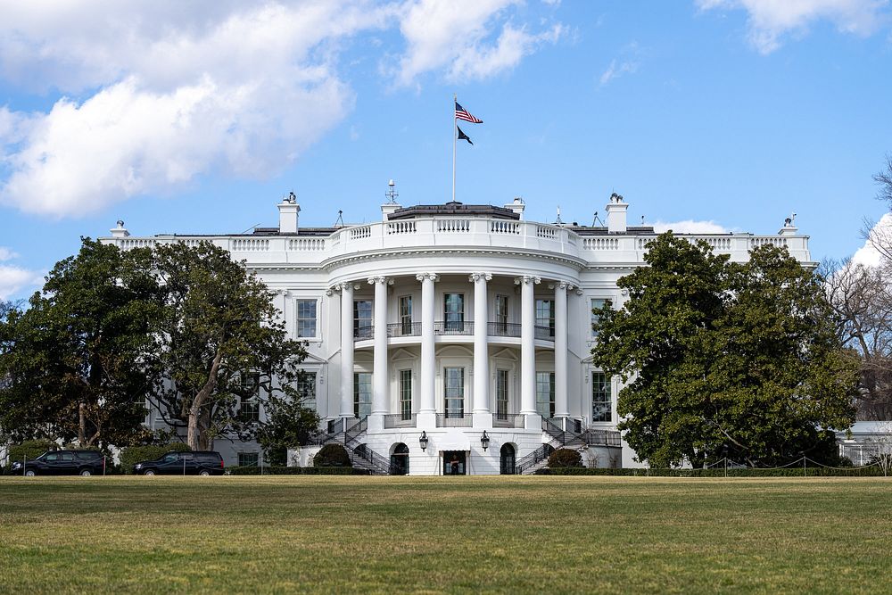 The South Portico of the White House is seen Wednesday, February 23, 2022. (Official White House Photo by Adam Schultz)
