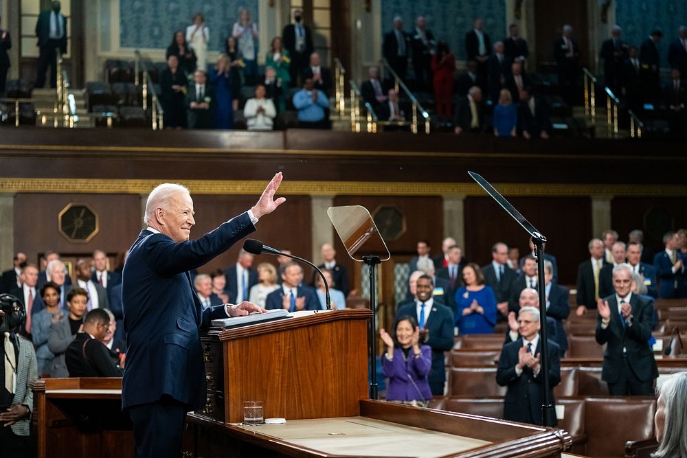 President Joe Biden delivers his State of the Union address to a joint session of Congress, Tuesday, March 1, 2022, in the…
