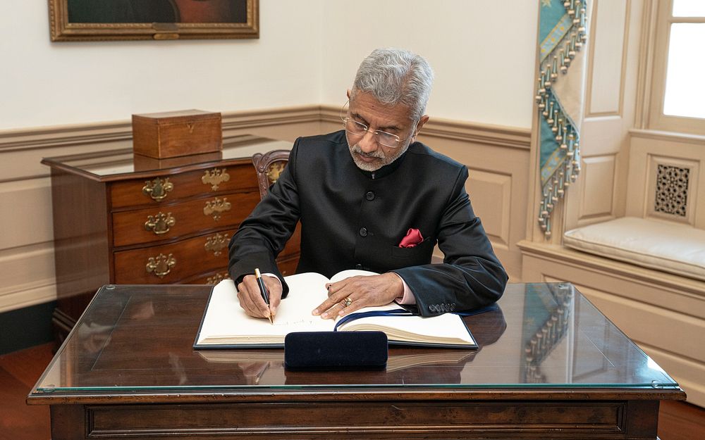 Indian Minister of External Affairs Dr. S. Jaishankar Signs the Department Guest Book at the U.S. Department of State in…