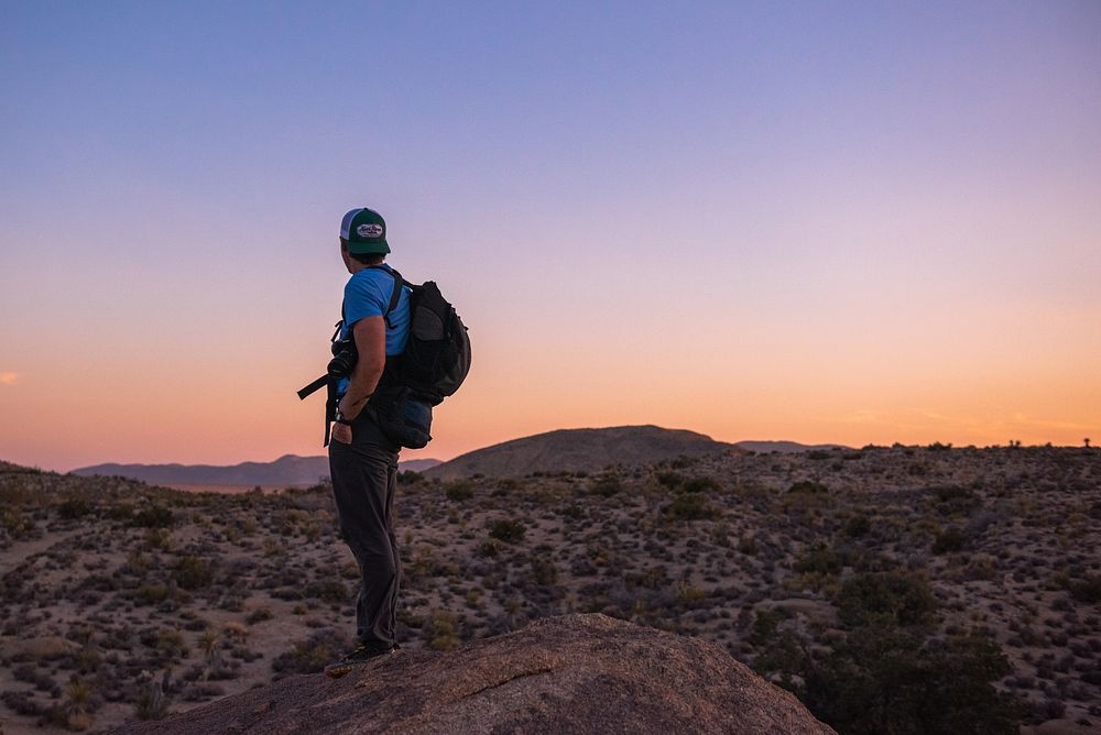 Hiker during sunset