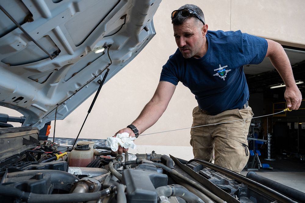 Taos, New Mexico. Wildland firefighters in Taos, New Mexcio conduct vehicle maintenance and safety checks. Photo by Avi…