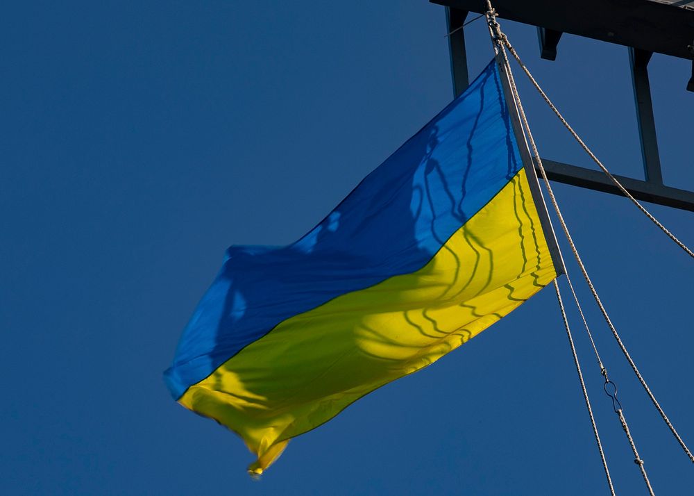 Ukrainian national flag. Original public domain image from Flickr