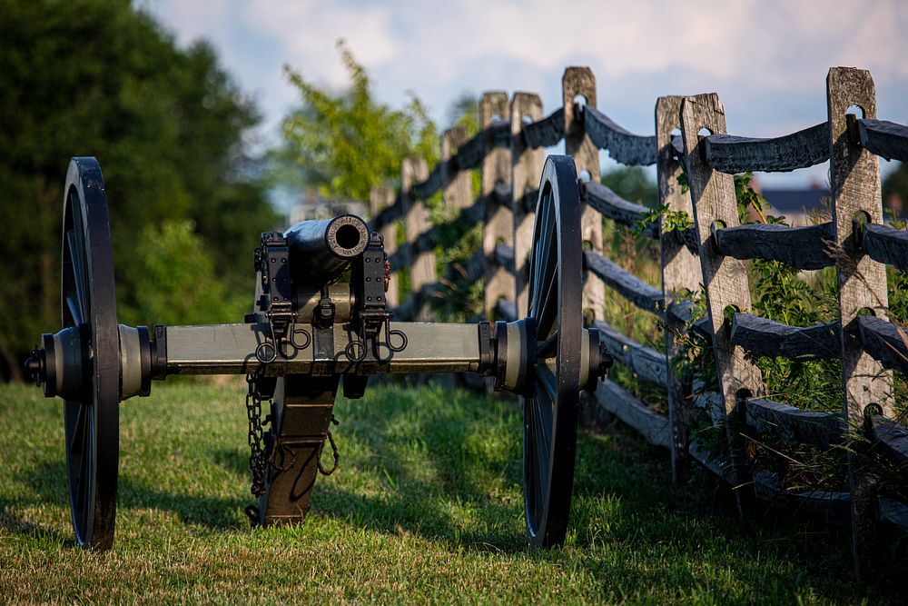 A cannon sits near the historical site of defensive positions from the first day of the Battle of Gettysburg. Original…