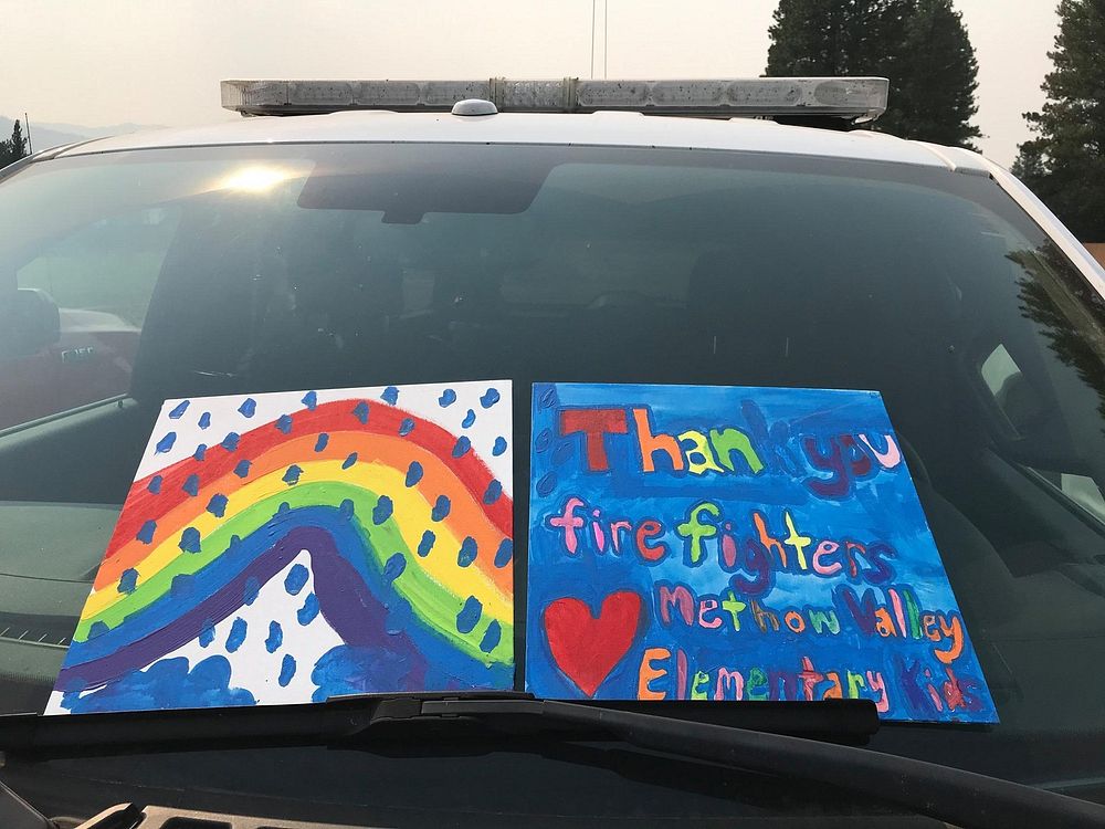 Thank You Firefighters. The community and elementary school near the Varden Fire in Washington thanked wildland firefighters…