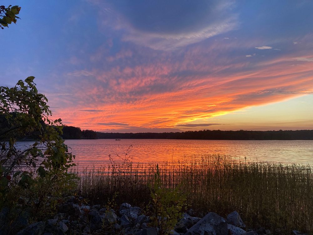 Aesthetic sunset, lake, nature background. Original public domain image from Flickr