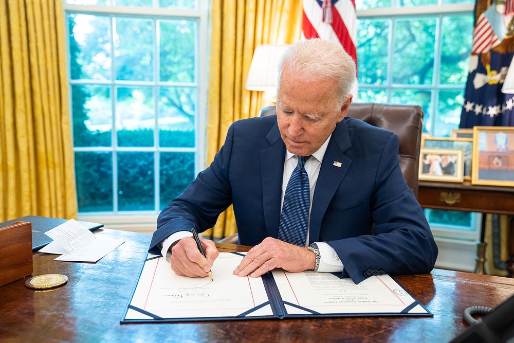 President Joe Biden signs S.409, an Act &ldquo;to provide the availability of amounts for customer education initiatives and…