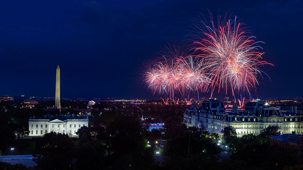 Fireworks display during the Fourth of July celebration. Original public domain image from Flickr