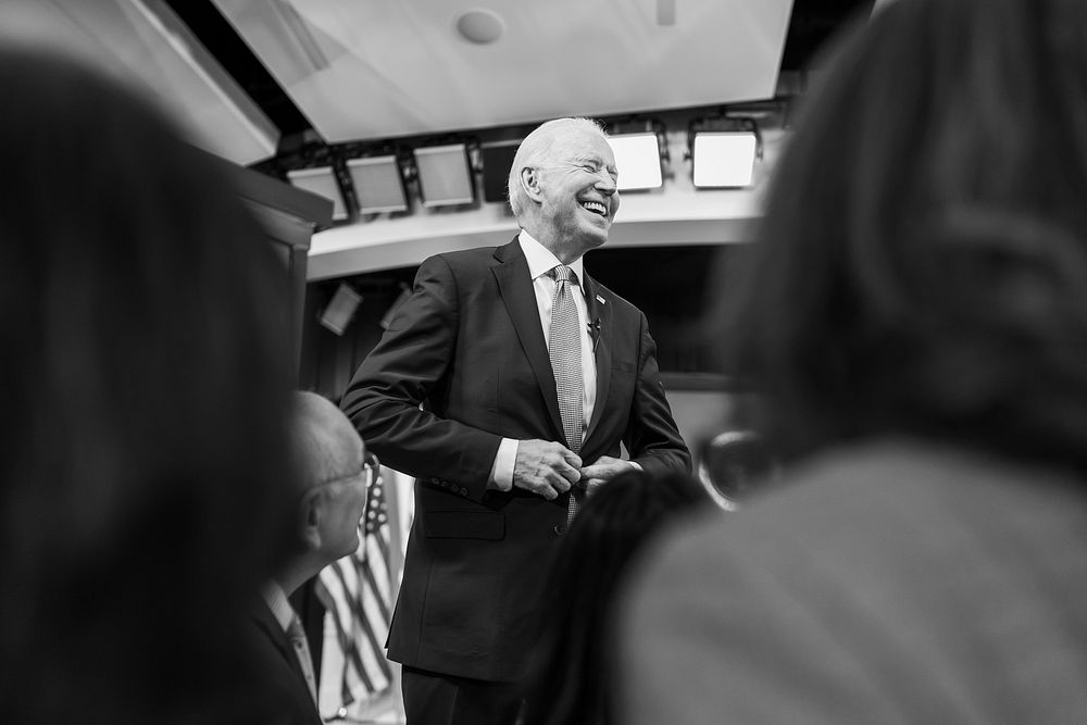 President Joe Biden talks to guests after signing the Methane, Equal Employment Opportunity Commission and True Lender CRA…