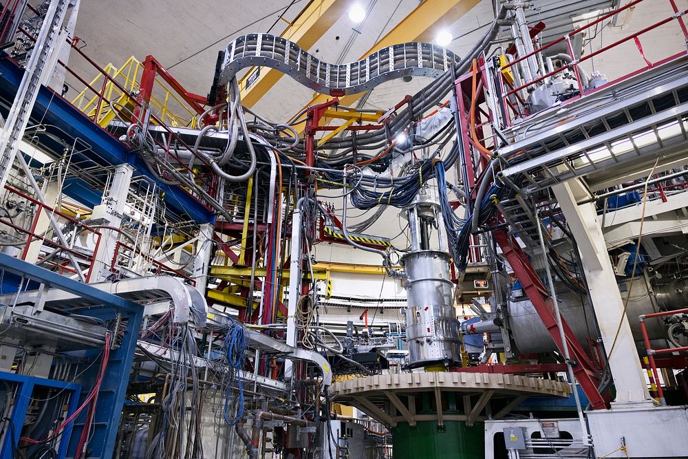 The recirculating electron accelerator seen inside Jefferson Lab&rsquo;s Hall C located in Newport News, Va.