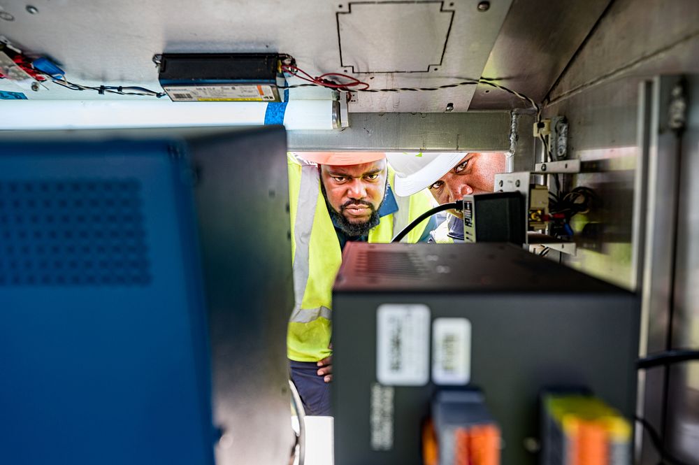 Greenville Engineering staff install radar-based detectors to improve signal changes at Fire Tower Rd and Ashcroft Dr on…