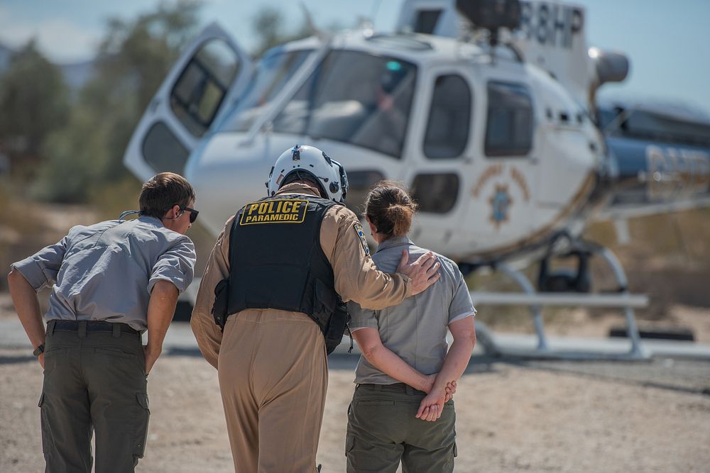 Joshua Tree Search and Rescue training with California Highway Patrol (CHP)NPS staff review helicopter safety protocol with…