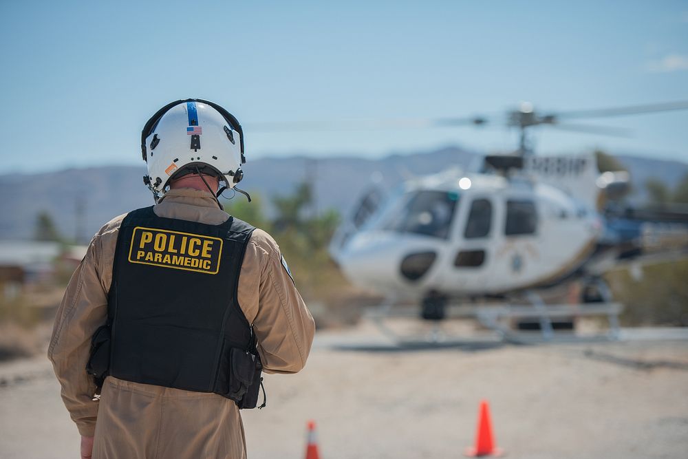 Joshua Tree Search and Rescue training with California Highway Patrol (CHP)NPS staff review helicopter safety protocol with…