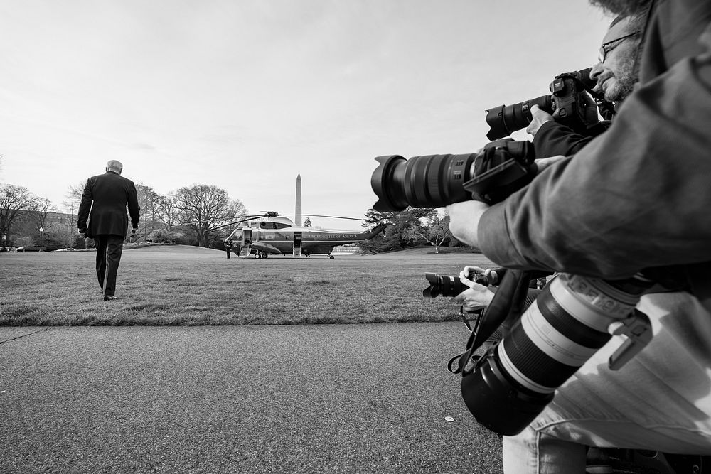 President Joe Biden walks across the South Lawn to board Marine One on Wednesday, March 23, 2022, as he departs the White…