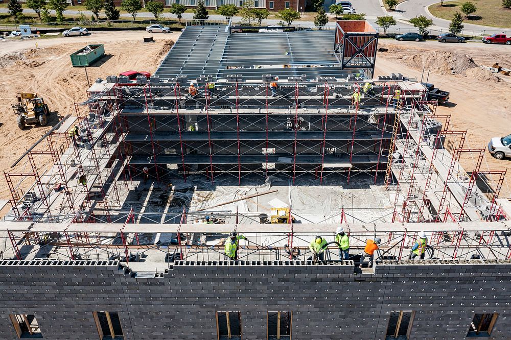 Fire/Rescue Station 7 construction, April 28, 2022. Original public domain image from Flickr