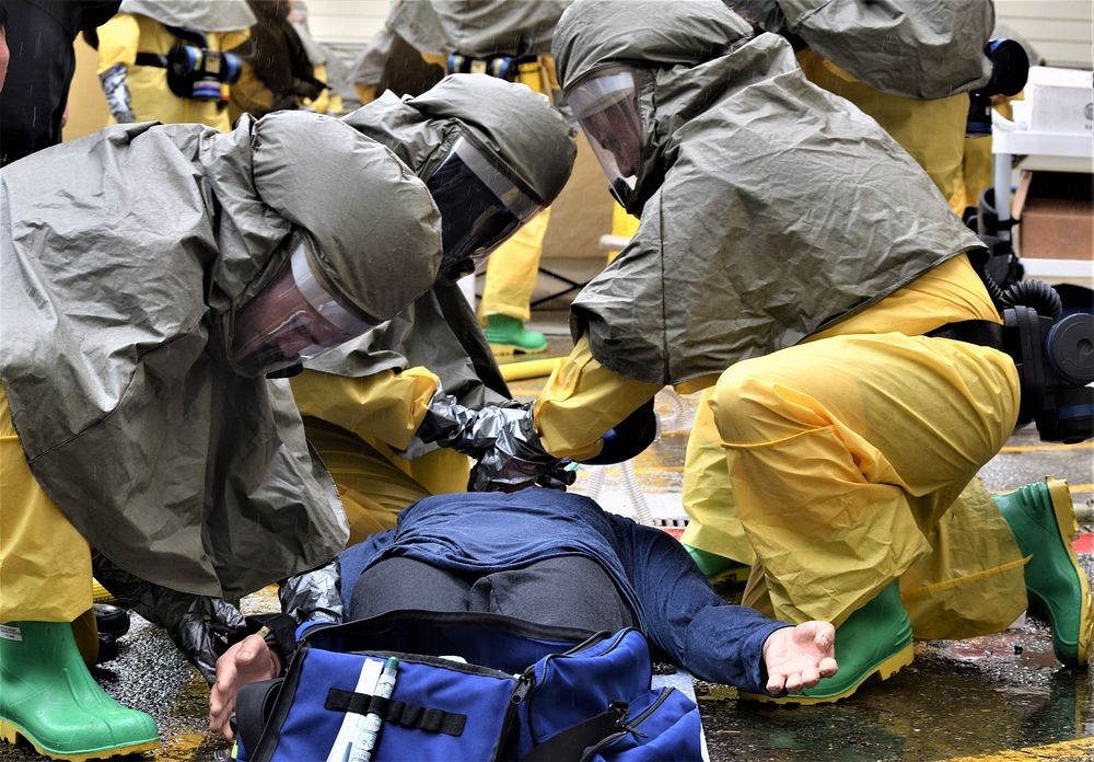 If it ain’t raining it ain’t DECON training at Naval Hospital Bremerton 220505-N-HU933-307all hands - and PPEs - on…