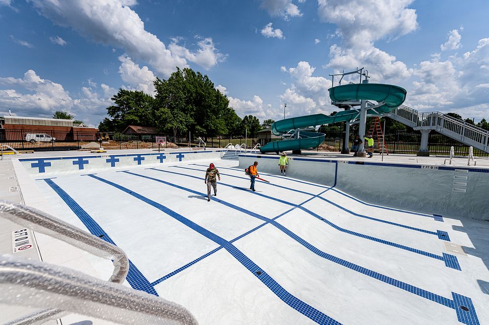 Construction of the new community pool, located in Eppes Recreation Center and Thomas Foreman Park, May 3, 2022. Original…