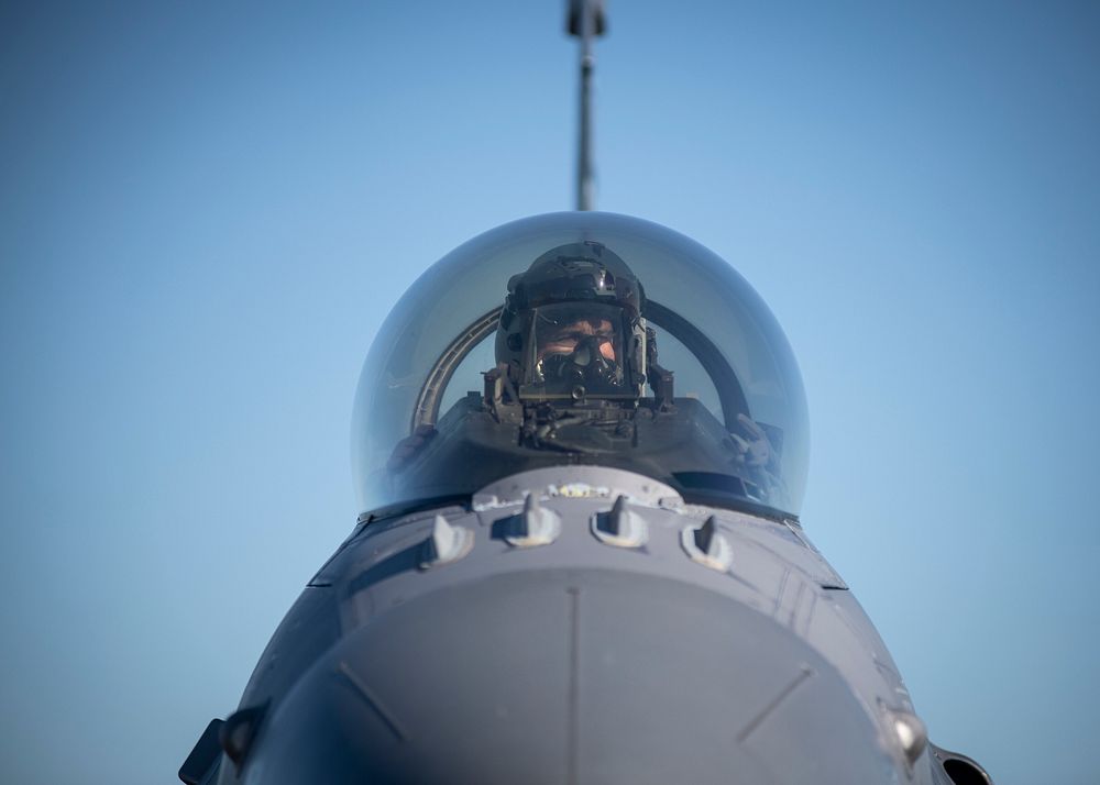 A U.S. Air Force pilot assigned to the 157th Fighter Squadron, South Carolina Air National Guard, prepares for take off in…