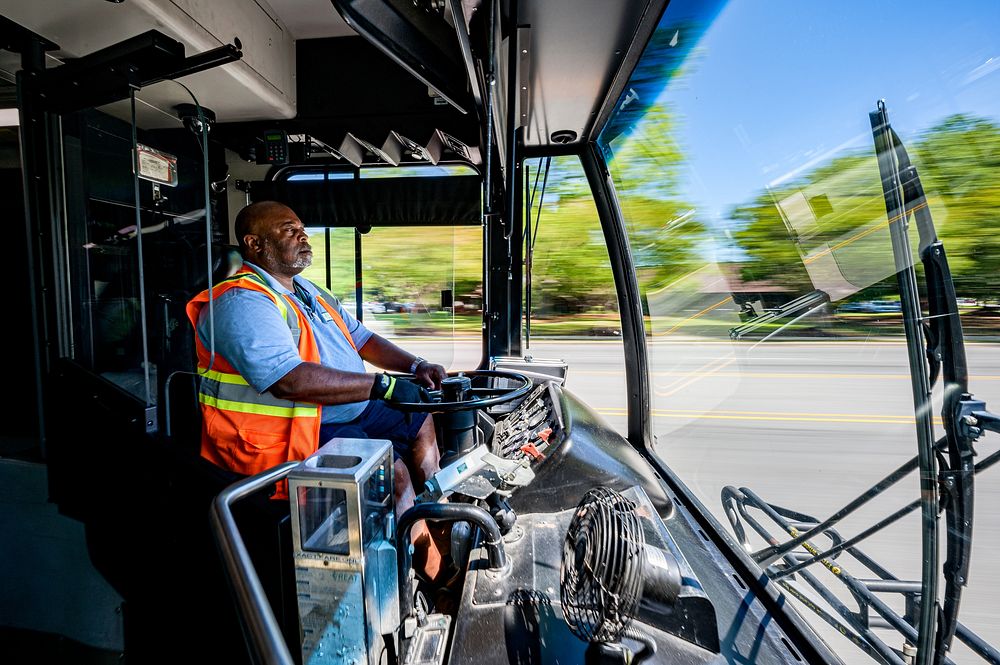 Transit (GREAT Bus) at work, Greenville, May 17, 2022. Original public domain image from Flickr