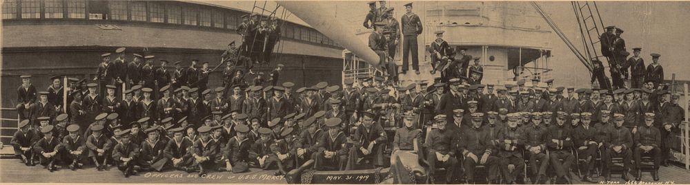 Officers and crew of U.S.S. Mercy. [Portraits.][Hospital ships. Transport of sick and wounded.] Mercy (AH-4).…