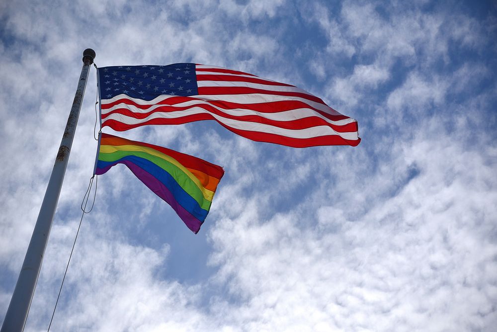 Pride month in USA, rainbow flag.