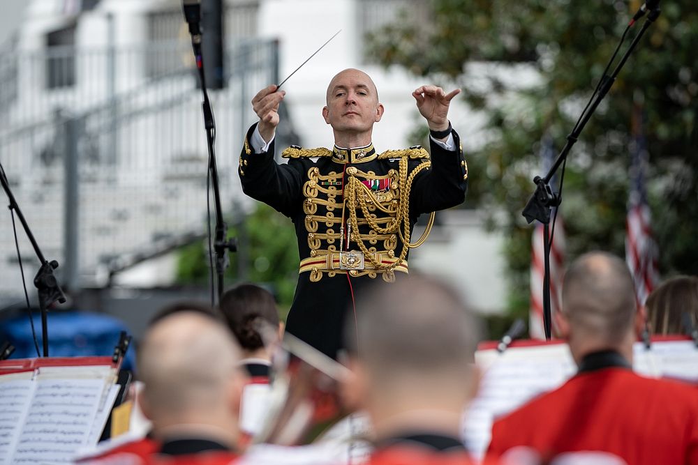 The President’s Own Marine Band play during a Team USA Olympics and Paralympics Celebration event, Wednesday, May 4, 2022…