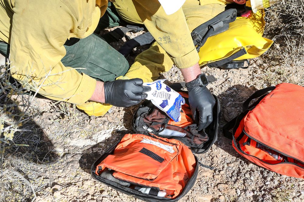 MAY 18 Mock medical emergencyST GEORGE, UTAH - MAY 18: Wildland firefighters of the Arizona Strip fire district carry out a…