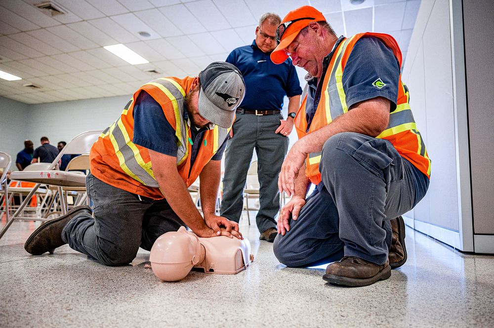 CPR Training at Public Works at the Greenville Fire/Rescue, Wednesday, July 6. Original public domain image from Flickr