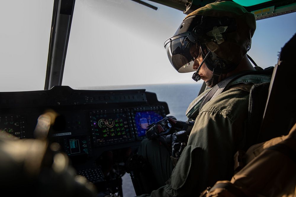 U.S. Marine Corps Capt. Alex Sweet, a UH-1Y Huey pilot with the Aviation Combat Element, 22nd Marine Expeditionary Unit…